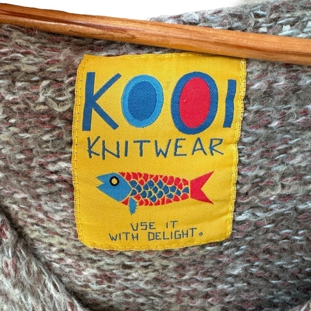 Kooi Knit Wear Mohair Wool Alpaca Two Button Cardigan Beige Women's Large - Picture 4 of 10